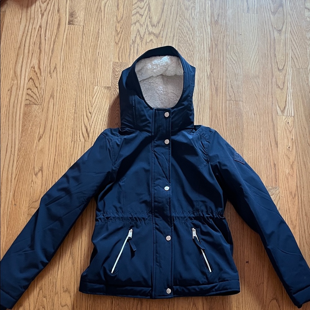 NWOT hollister navy blue faux fur lined all weather collection jacket size XS